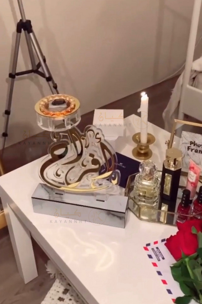 مباخر بالاسم اكرليك فخمه بلون رخامي مع ذهبي