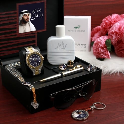اطقم ساعات رجالية انيقه مع عطر فخمه واكسسوارات