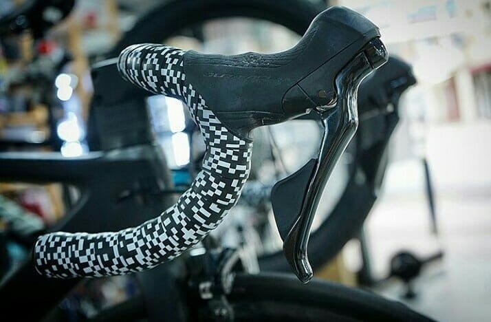 Black Road Bike White Bar Tape And Seat BURGH BAR TAPE PIXEL