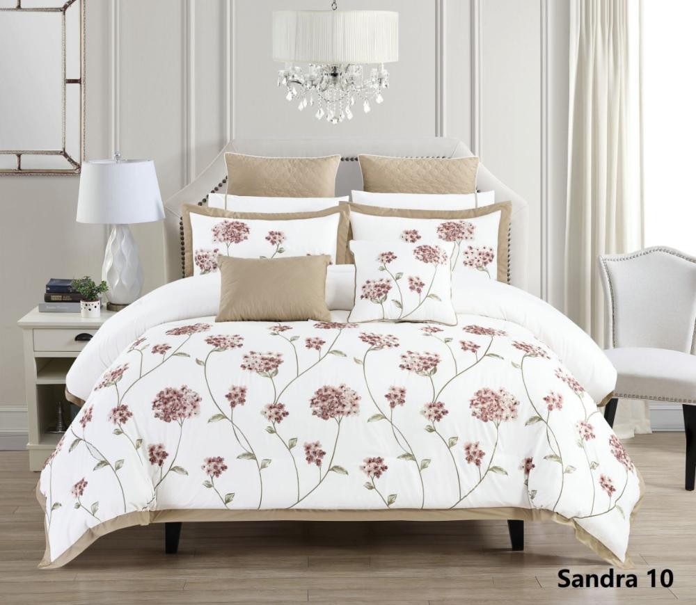 طقم مفرش ملكي مطرز 10 قطع مناسب لكل الفصول - مقاس نفرين