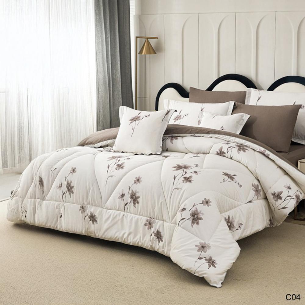 طقم مفرش صيفي نفرين 8  قطع موديل C04  قماش قطن 100% حشوة ثابته