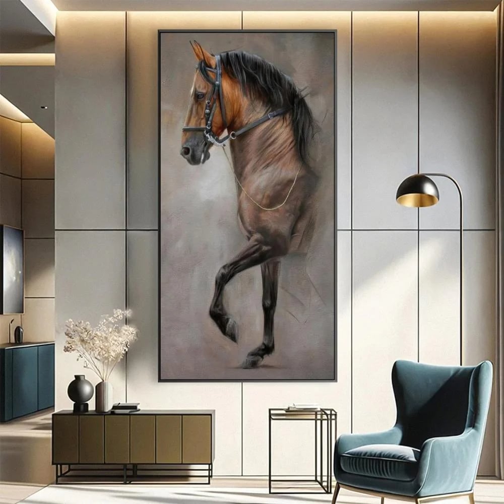 لوحة كانفاس الخيل البني العربي الاصيل