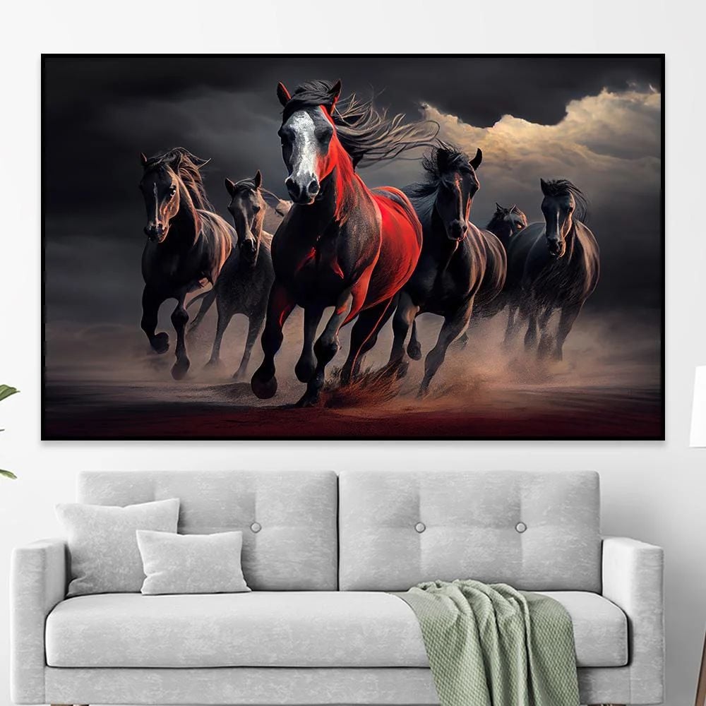 لوحة  جدراية خيل اسود