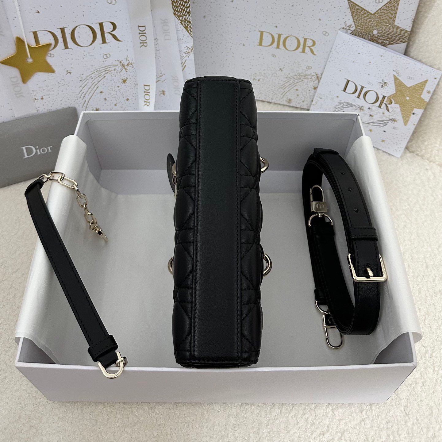 شنطة ديور لون أسود Small Lady D-Joy Bag