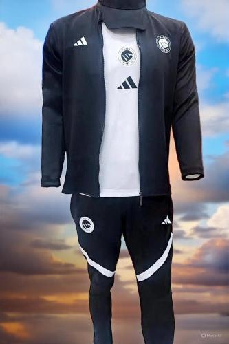 طقم تمارين النصر الأسود 2026 جاكيت مع بنطلون