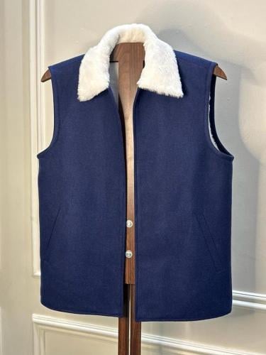 سديري شتوي كحلي قلاب من داخل فرو