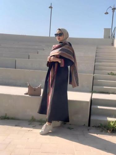 عباية شتوية اسود مع سدو