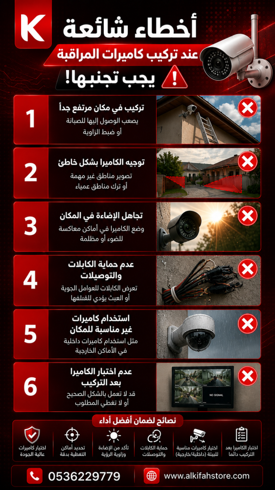 أخطاء شائعة عند تركيب كاميرات المراقبة يجب تجنبها