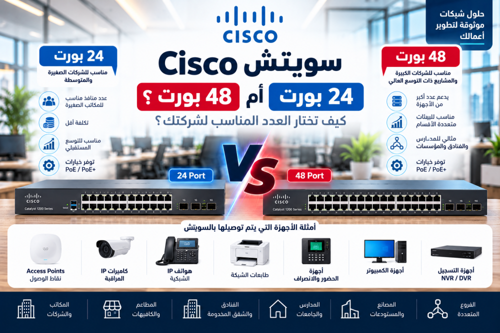 سويتش Cisco 24 أم 48 بورت