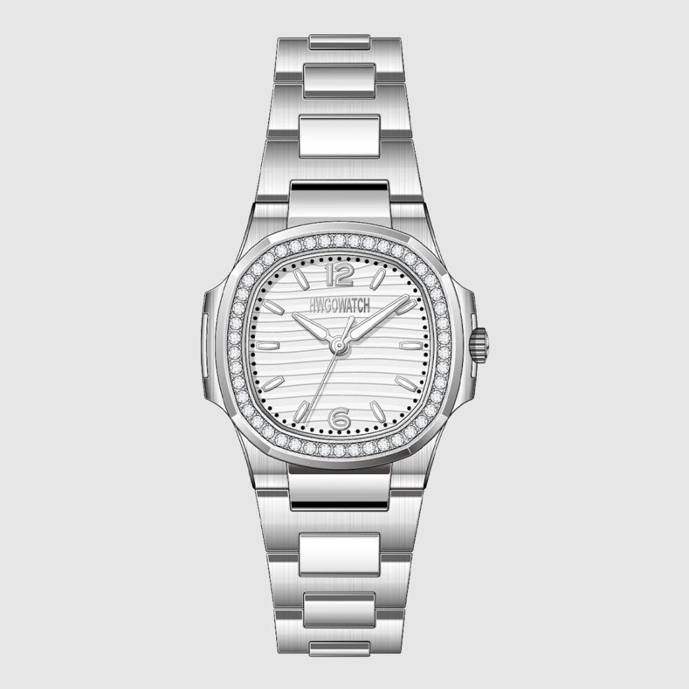 ساعة نسائية هوقو ووتش 248118 فضي مينا أبيض