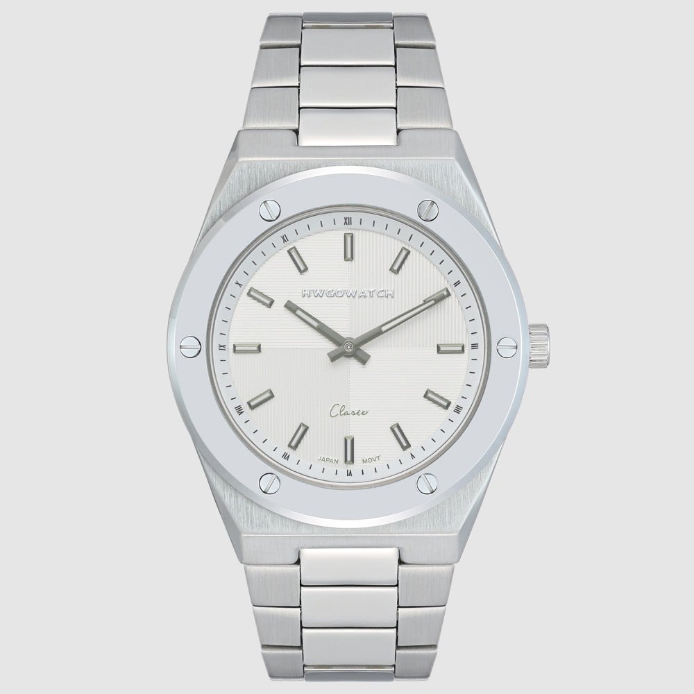 ساعة رجالية هوقو ووتش فضي مينا أبيض