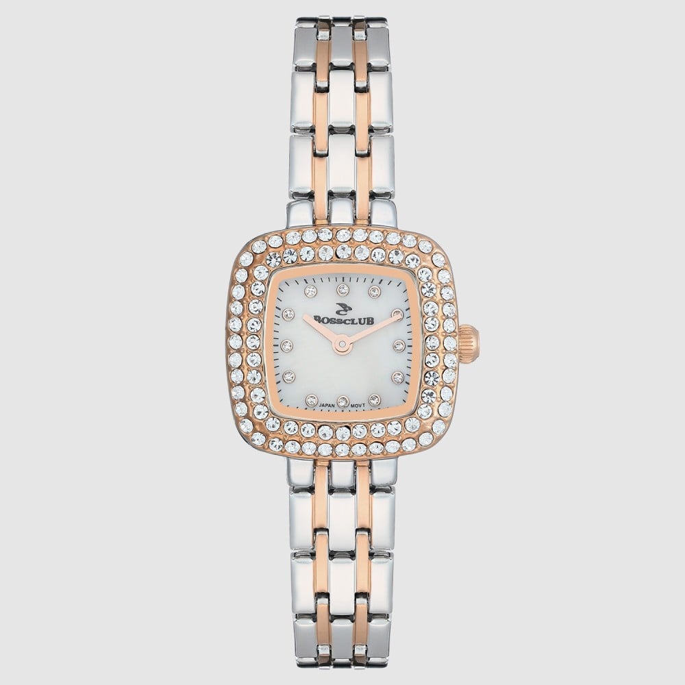ساعة نسائية بوس كلوب فضي إطار روزجولد