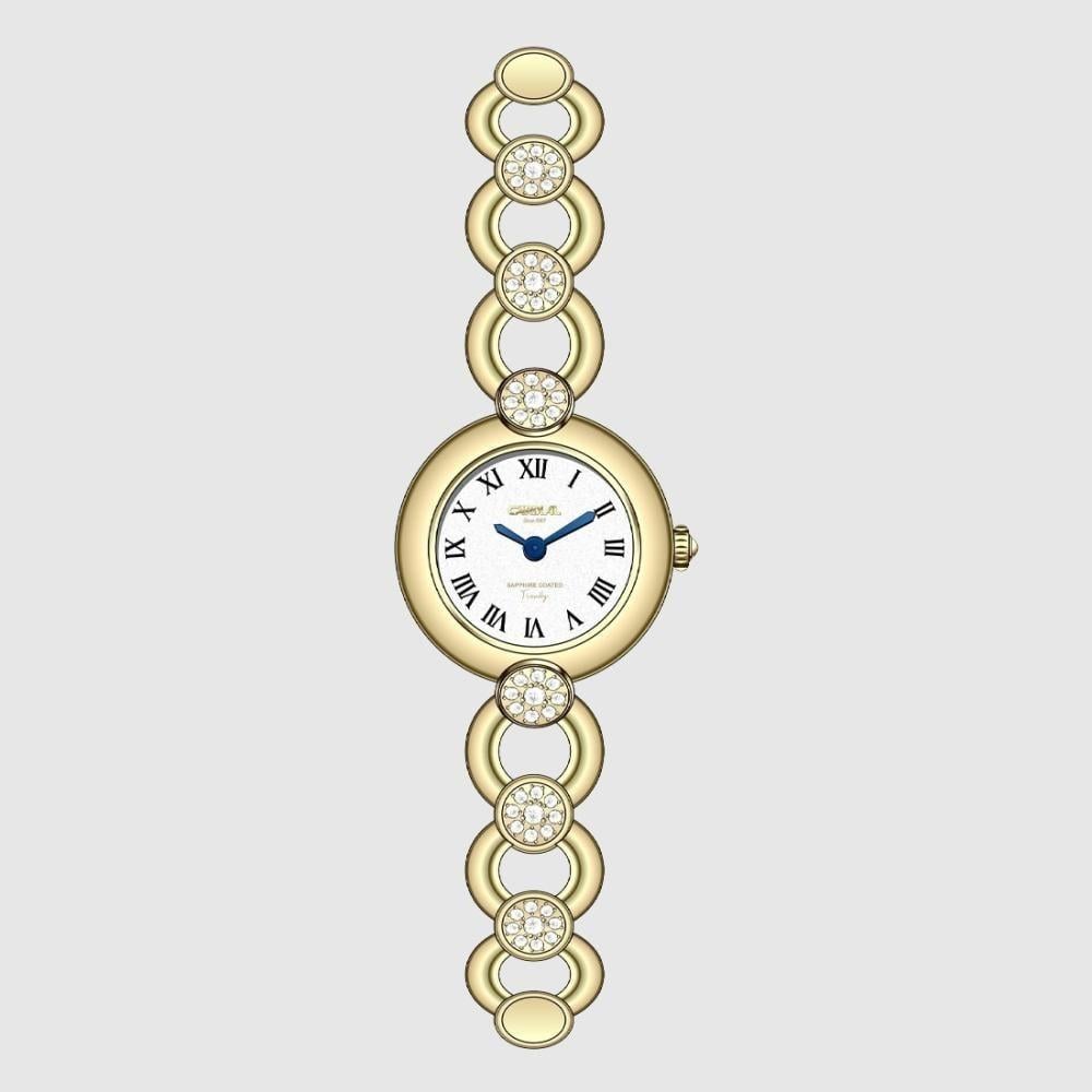Cardial 254061 Women's Gold Watch اللون:(فضي & كحلي)