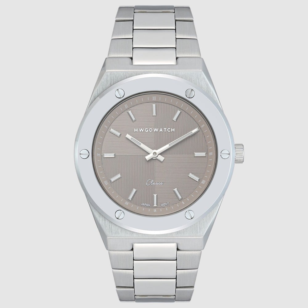 ساعة رجالية هوقو ووتش فضي مينا رصاصي