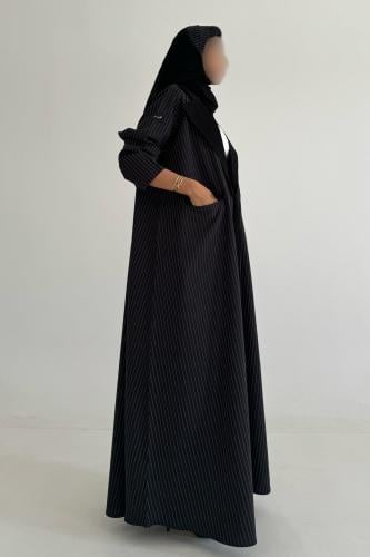 عبايات مقلمة كريب قصة ربع كلوش