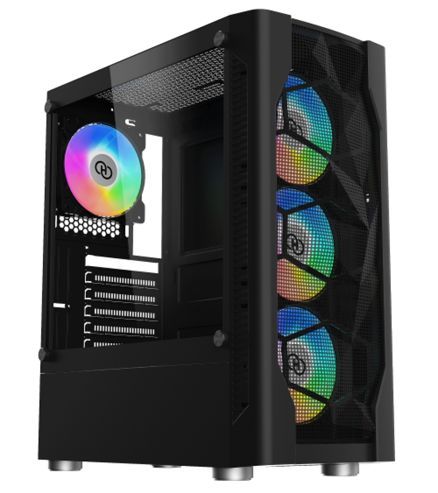 Highend Perseus الأسود بأربع مراوح مع ريموت التحكم بإضاءة المراوح