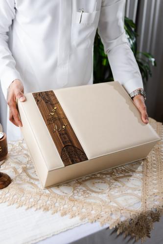 صندوق مهر بجلد إيطالي فاخر (بيج)