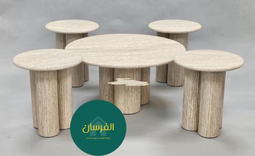 طاولات 5 قطع خشب بديل الترافنتينو