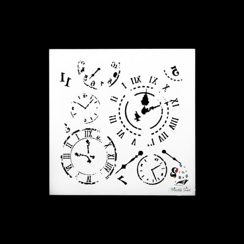 244 - ورق استنسل ساعات  13سم * 13سم