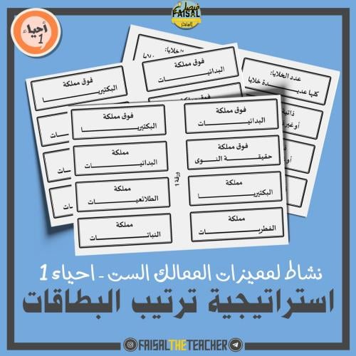 نشاط ترتيب البطاقات لمميزات الممالك الست