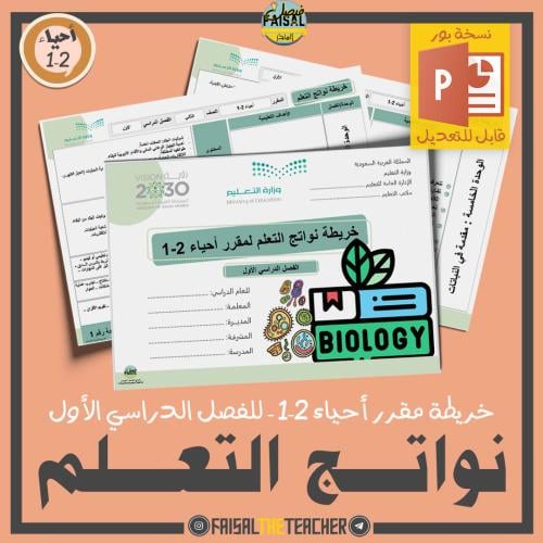 خريطة نواتج التعلم لمقرر أحياء 2-1 (قابل للتعديل)