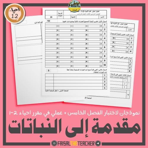 نموذجان اختبار للفصل الخامس + عملي في نفس النموذج