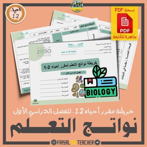 خريطة نواتج التعلم لمقرر أحياء 2-1 (PDF)