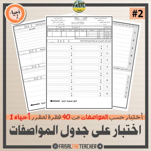 اختبار على جدول المواصفات لأحياء - مكة 01