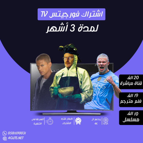 اشتراك فورجيتس TV 3 شهور