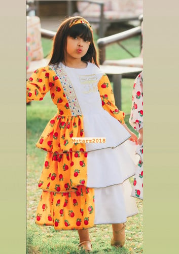 فستان شالكي برتقالي (كم)