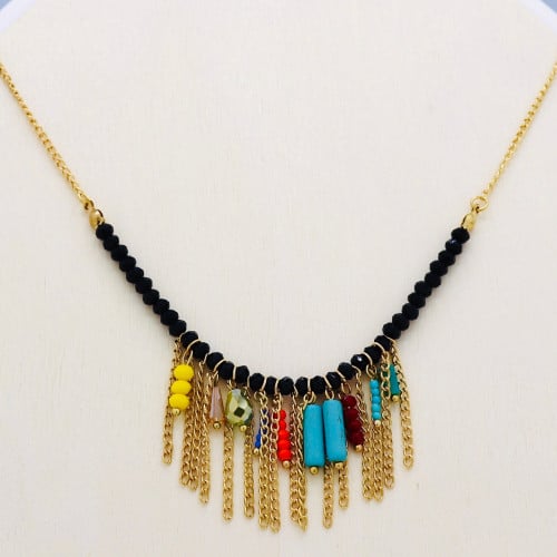 قلادة مزينة بالخرز الملون بتصميم جديد وفخم