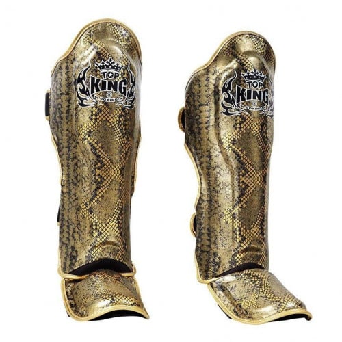 Top King Gold/White "Super Snake” Shin Guards