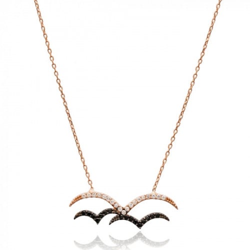 سلسال فاخر على شكل أجنحة طيور مرصوفة بأحجار ملونة ومطلية بالذهب -من مجموعة نفيس هدايا مجوهرات هدية نسائية فاخرة 4226