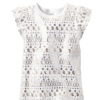 بلوزة بناتي ماركة كارترز - أبيض وذهبي