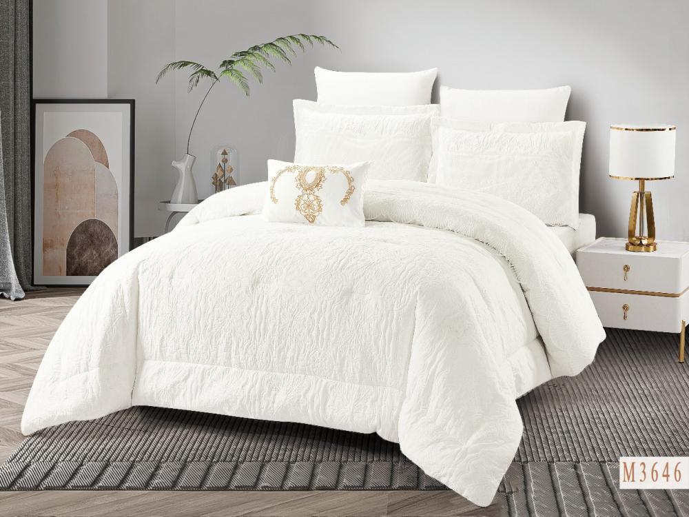 مفرش ميلانا دانتيل محفور أبيض صيفي مزدوج