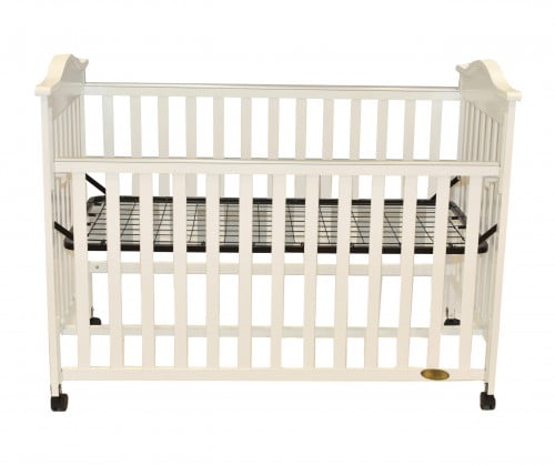 White wooden 2025 baby cot