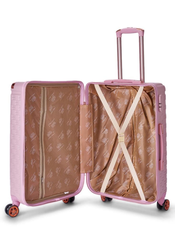 طقم شنط سفر حجم كبير مكون من 6 حقائب من ليمرا لون وردي
