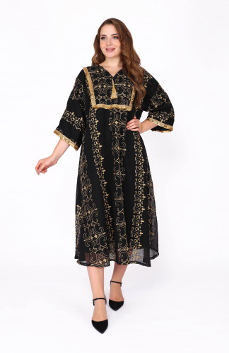 جلابية مميزة طول ميدي | BLACK