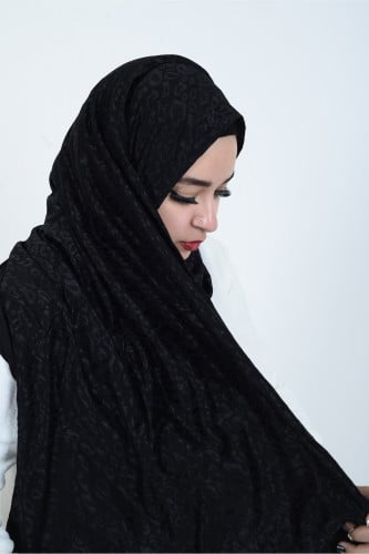 حجاب دبل فيس دانتيل مبطن بقماش قطن من بلاك وينج -...