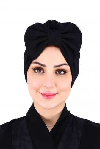 توربان أسود بفيونكة - أناقة بسيطة ولمسة أنثوية راق...
