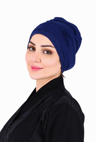 توربان آسيا متعدد الثنيات قماش قطن مخطط لون كحلي م...