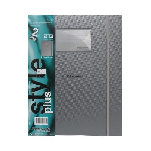 ملف بلاستيك جيب بطاقة حلقتين حجم A4 اللون الفضي فولدرميت