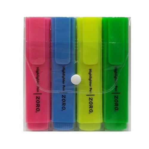 قلم تظهير  طقم 4 ألوان زورو