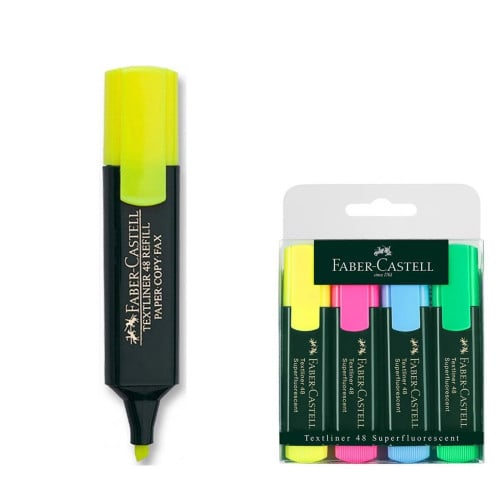 قلم تظهير فايبر كاستل طقم 4 الوان