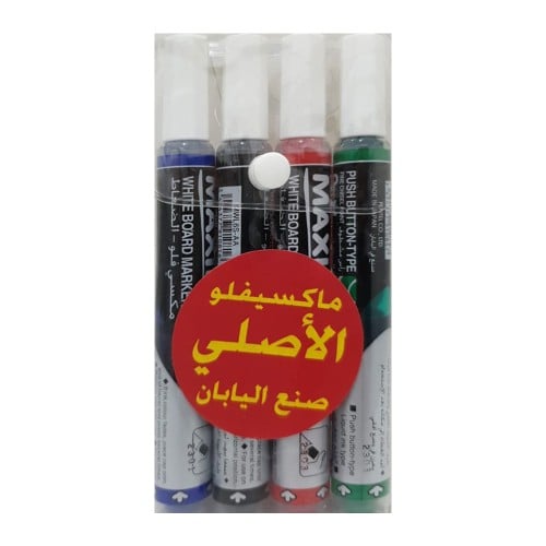 طقم قلم سبورة 4 ألوان ماكسيفلو نحيف الأصلي صنع اليابان