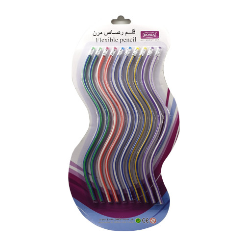 قلم رصاص مرن شد 10 متعدد الألوان طول 29 سم دنيا