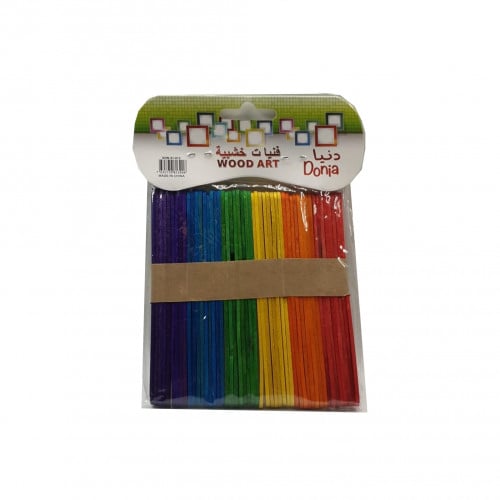 فنيات خشبية أعواد آيسكريم خشب ملون دنيا