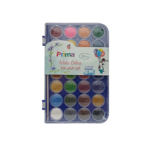 ألوان أقراص مائية 28 لون مع فرشاة قابل للغسل بريما