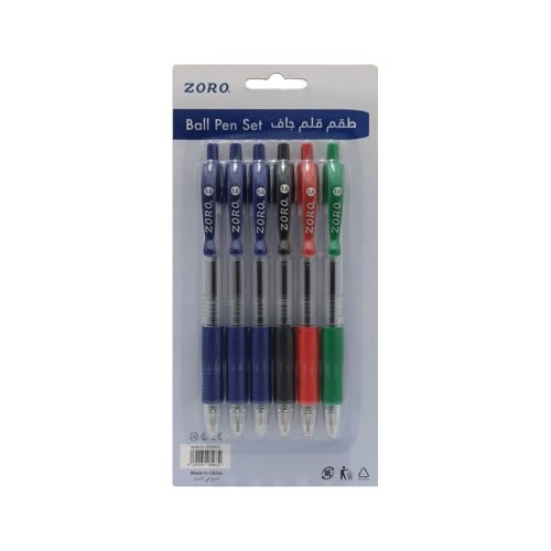 طقم قلم جاف 6 أقلام 1.0 مل زورو