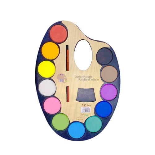 ألوان أقراص مائية 12 لون مع فرشة رسم دنيا